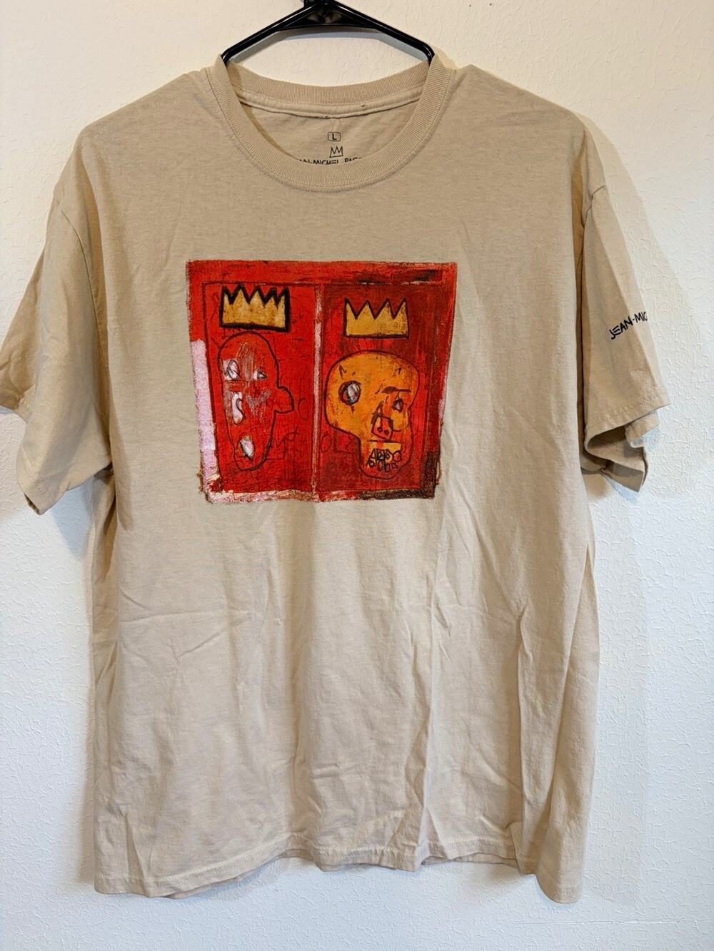 Jean-Michel Basquiat Men's Beige Graphic Art Print Crew Neck Tee Size L
